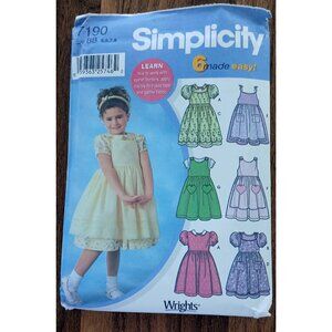Simplicity Kids Dress Sewing Pattern 7190 Uncut
